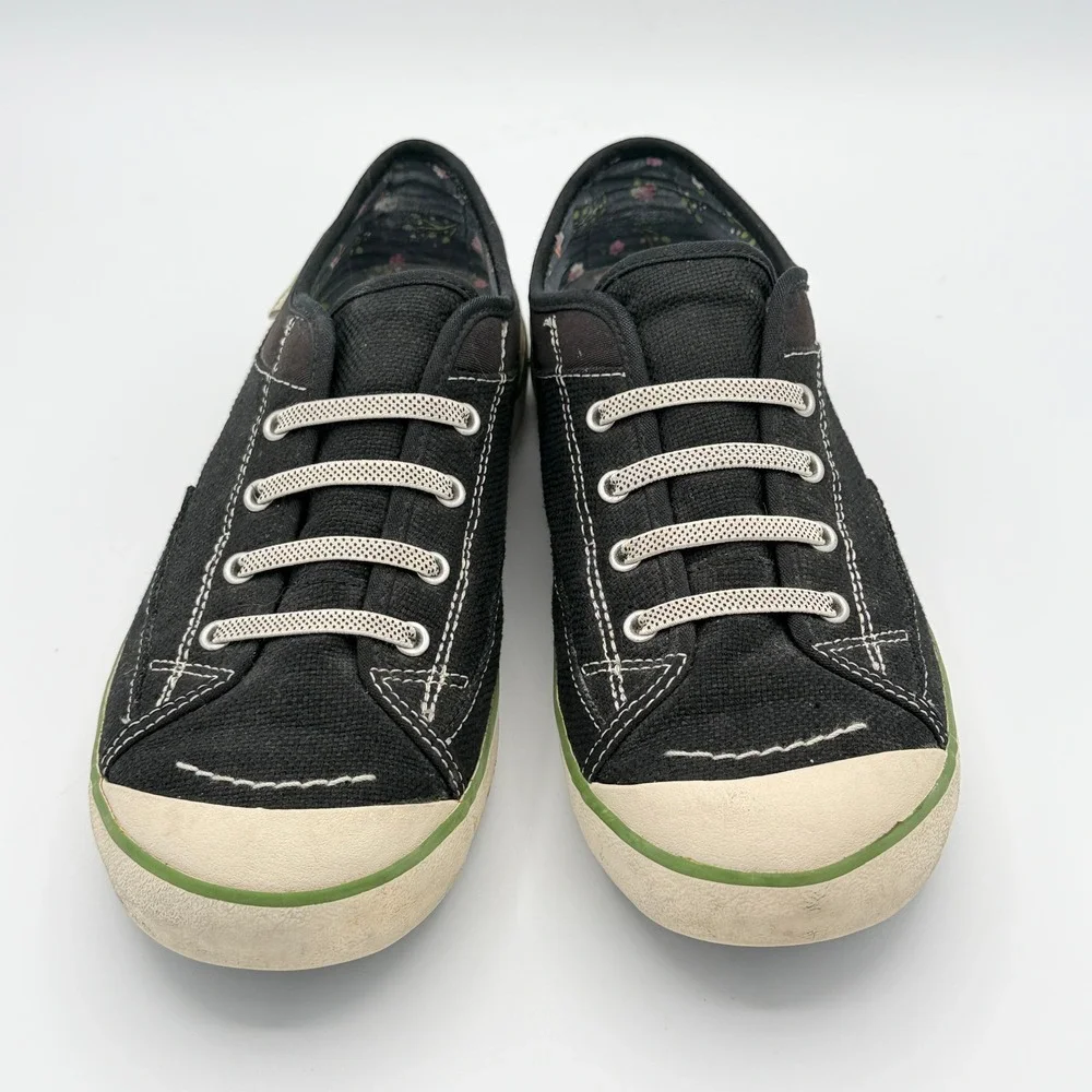 Vintage Simple Shoes WM 9 Black Canvas Low Top Skater Sneaker Y2K Grunge Granola - Picture 3 of 9